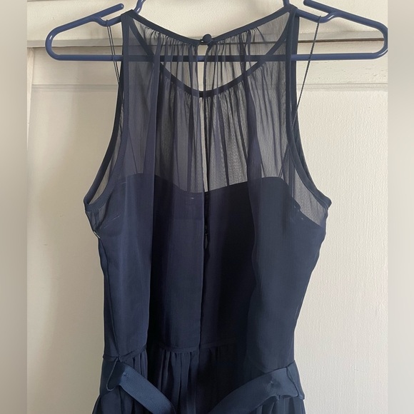 Adrianna Papell Blue Chiffon Beaded Halter Dress. New Without Tags. - Picture 6 of 11